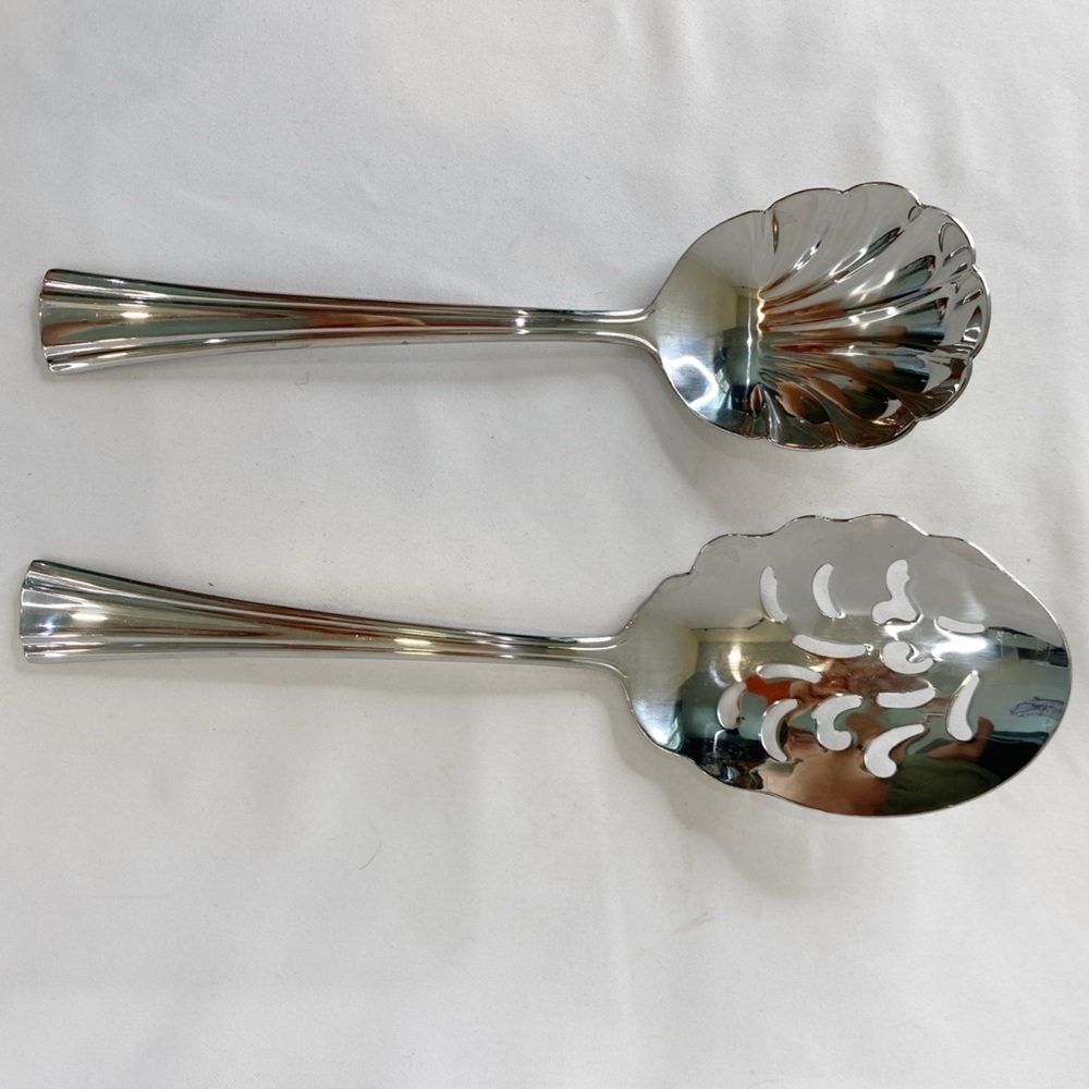 Reed & Barton Brookshire Stainless Steel Slotted Serving Spoon And Berry Spoon